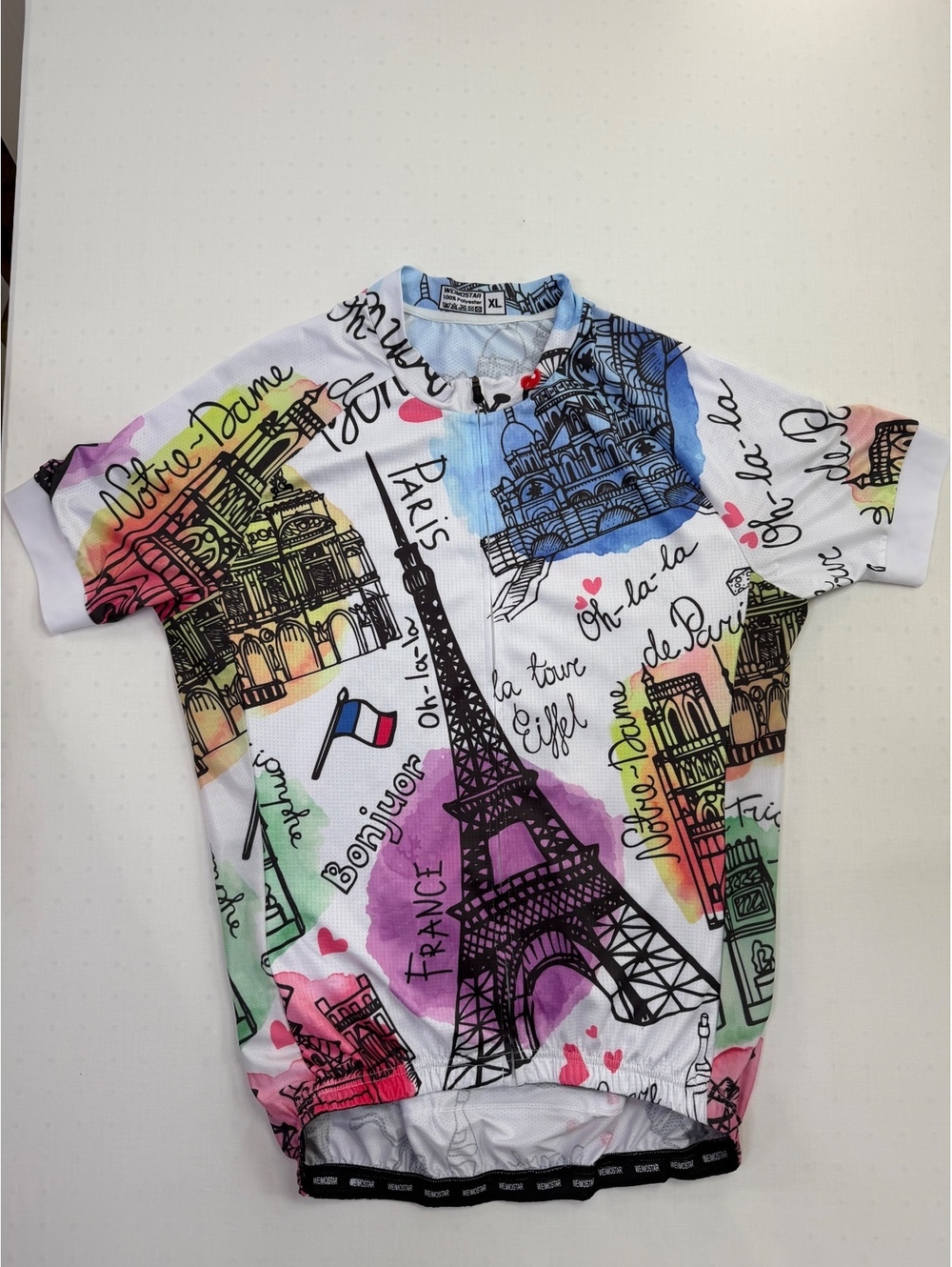 Weimostar Paris Chic Watercolor Spin Cycling Jersey Womens XL RoadBike BikerCore